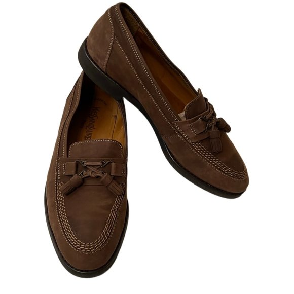 Yves Saint Laurent Men\'s Brown Suede Tassel Loafers  Size 7.5 EEE